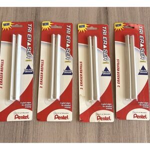 Pentel ZE15RBP2 - Refills for Tri Eraser, White, 2/Pack- 4 Packs